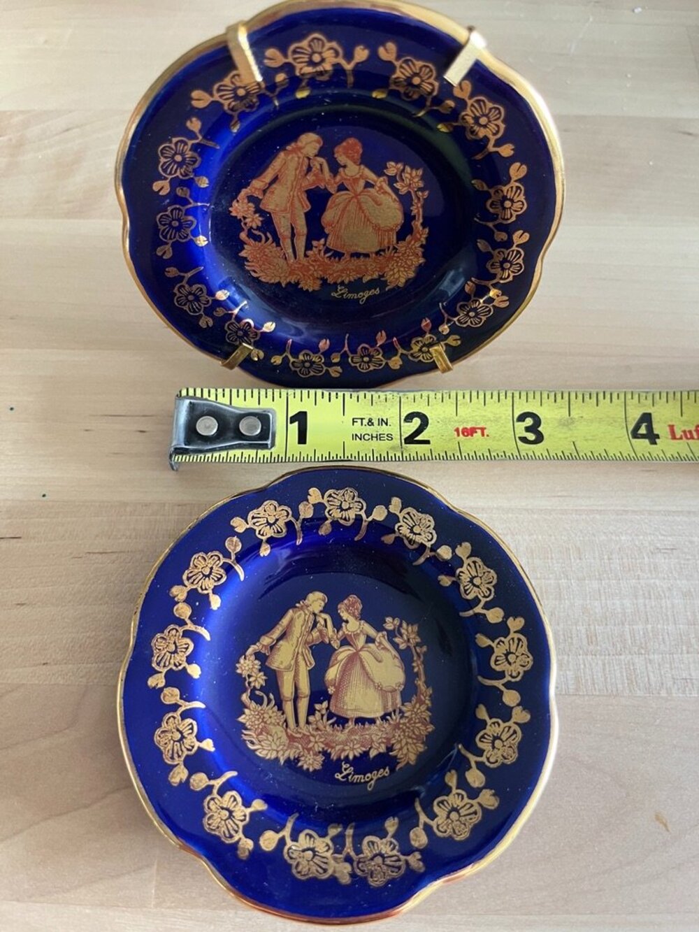 Limoges Castel France Cobalt Blue Porcelain Miniature Decorative Plates - Set of